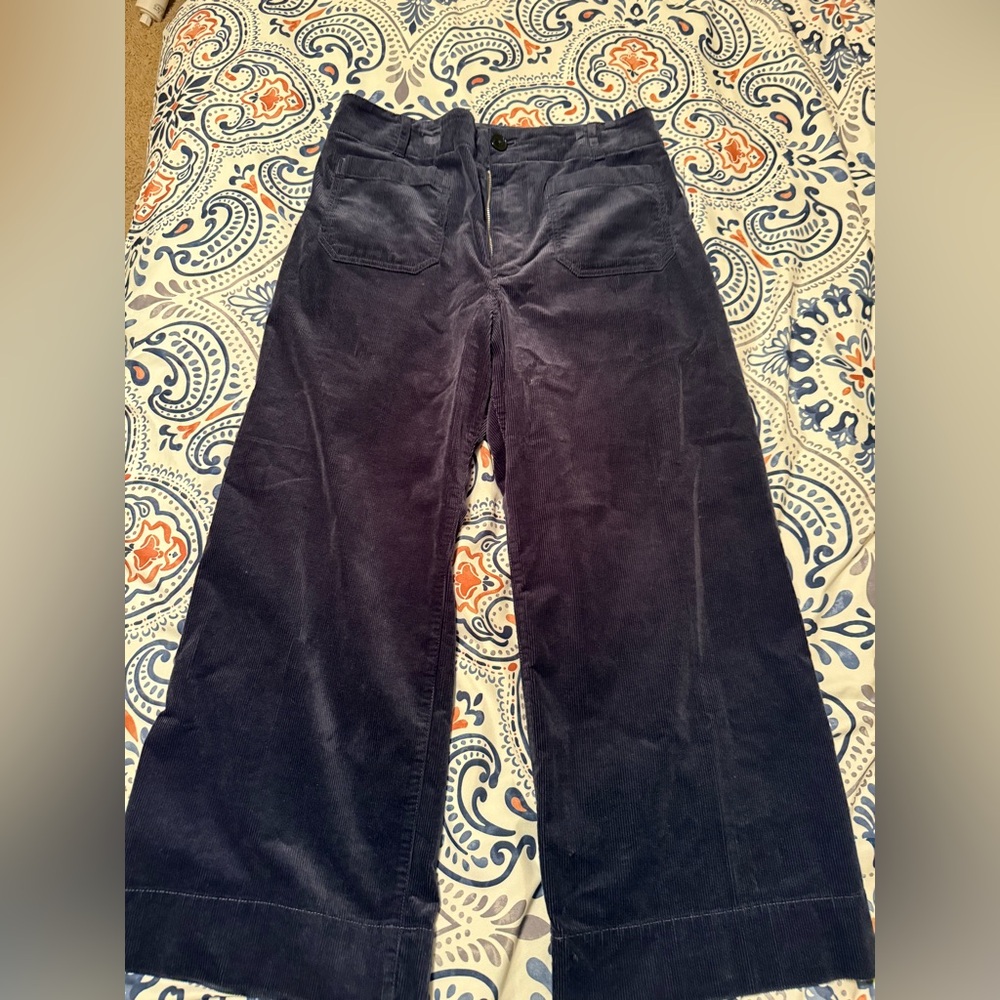 Maeve Navy Blue Corduroy Wide-Leg Kids Pants